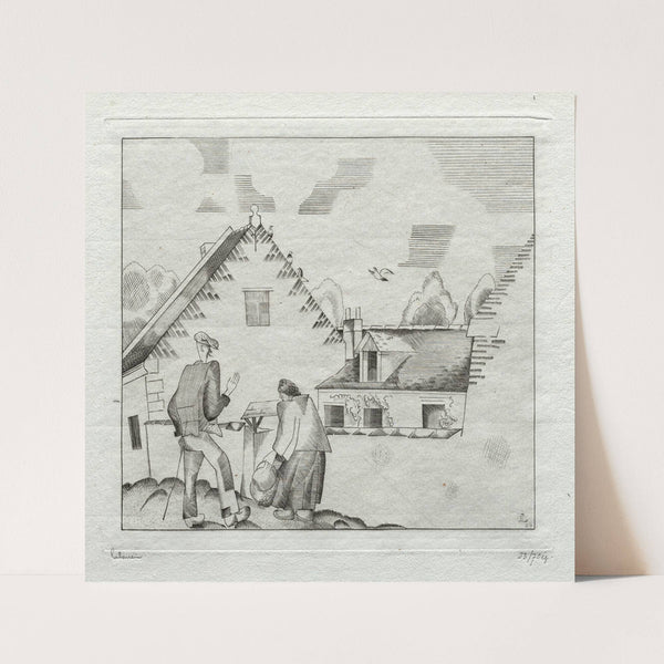 Villagers, Chatting (1924) by Jean-Émile Laboureur