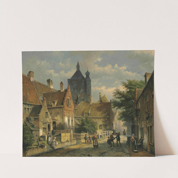 Villagers On A Sunlit Dutch Street by Willem Koekkoek
