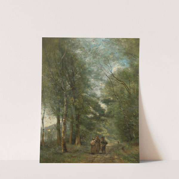 Ville d'Avray.Paysans causant sur le chemin longeant L'étang by Jean-Baptiste-Camille Corot