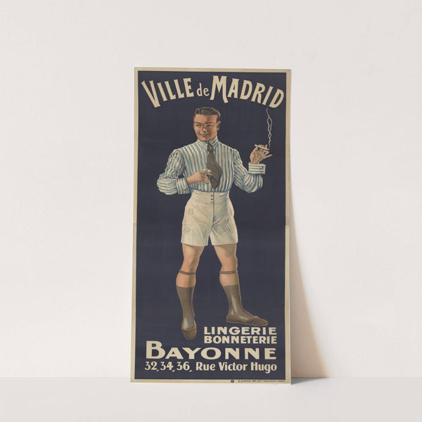 Ville de Madrid. Lingerie, bonneterie. Bayonne 32, 34, 36 rue Victor Hugo (1927) by Imp. B. Sirven