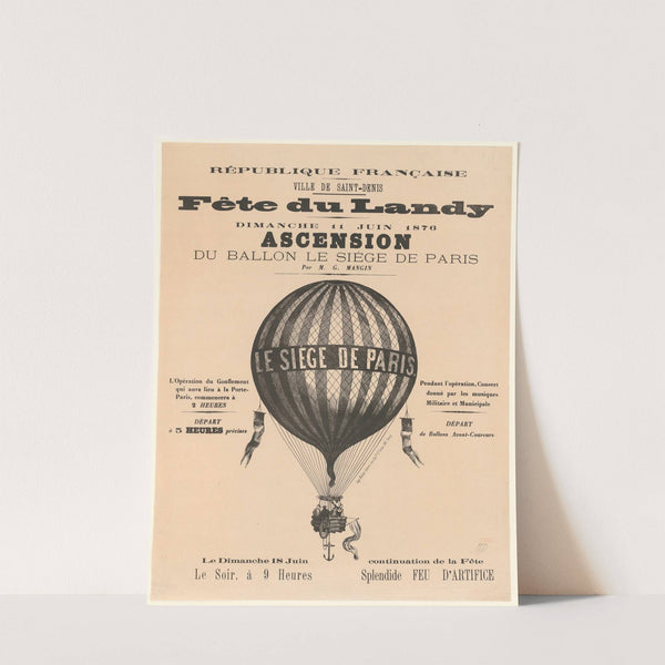 Ville de Saint-Denis. Fête du Landy. Dimanche 11 juin 1876. Ascension du ballon Siège de Paris (1876) by Imp. Walter