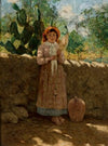 Vincenziana – girl with a distaff against a wall