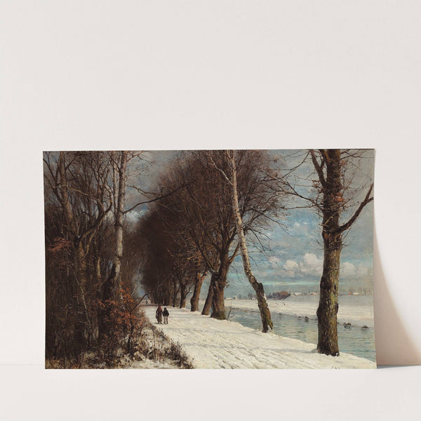 Vinterlandskab med spadserende personer (1880) by Anders Andersen-Lundby