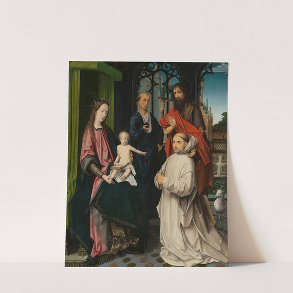 Virgin and Child Enthroned, with Saints Jerome and John the Baptist and a Carthusian Monk by Jan Provost