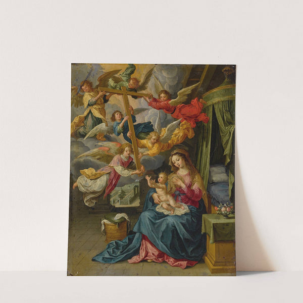 Virgin And Child With Six Angels Carrying The Cross by Anonymous