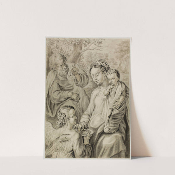 Virgin Feeding Porridge to the Christ Child, with Saint Joseph and Kneeling Angel by Abraham Delfos