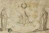 Virgin Mary and St. John the Evangelist Beholding a Vision of the Cross Held by Two Angels