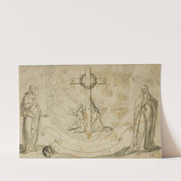 Virgin Mary and St. John the Evangelist Beholding a Vision of the Cross Held by Two Angels by Christoph Schwarz