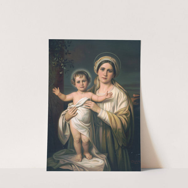 Virgin Mary holding baby Jesus (c1914) by F. Doubek