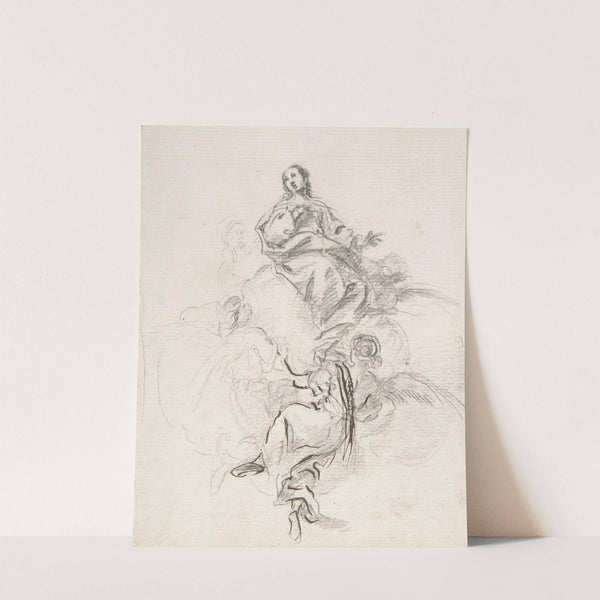 Virgin of the Immaculate Conception Seated on Clouds, Supported by Four Angels by Pedro Duque y Cornejo