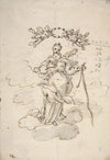 Virgin Standing on Clouds Holding a Scapular in Her Left Hand