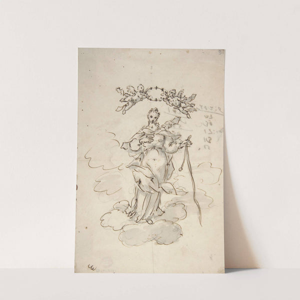 Virgin Standing on Clouds Holding a Scapular in Her Left Hand by Giovanni Antonio Pellegrini