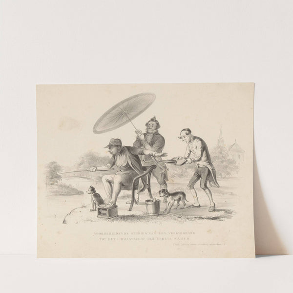 Visser slaat fles en glas van dienblad (1832 - 1897) by Alexander Ver Huell