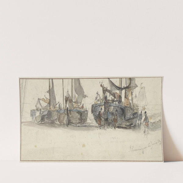 Vissersboten op het strand van Scheveningen (1839) by Willem Roelofs