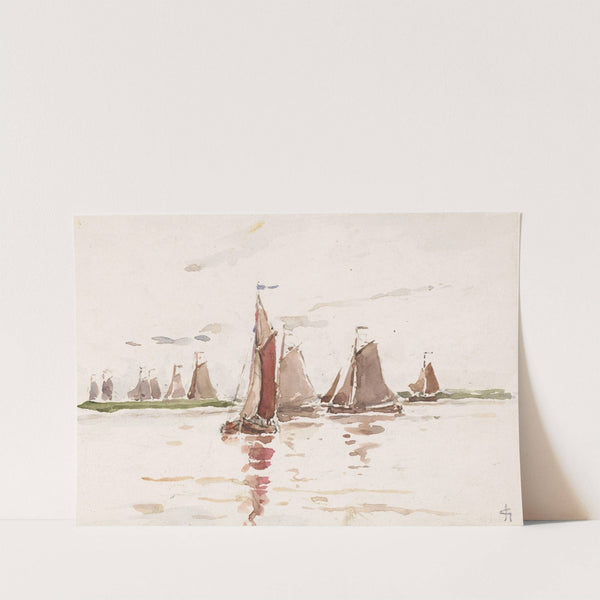 Vissersschepen op een rivier by Carel Nicolaas Storm van 's-Gravesande