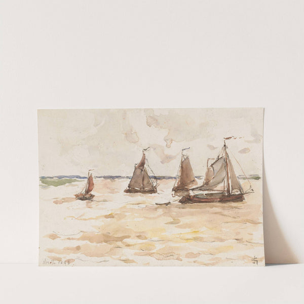 Vissersschepen op een rivier by Carel Nicolaas Storm van 's-Gravesande