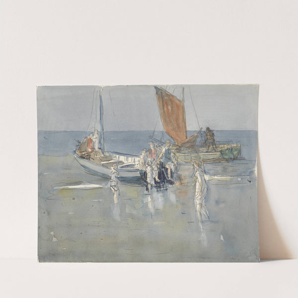 Vissersschepen op het strand van Scheveningen by Johan Antonie de Jonge