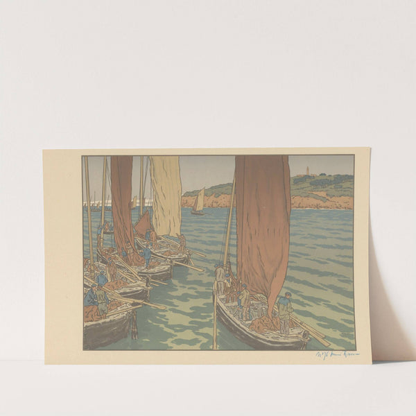Vissersschepen varen uit Henri Rivière (eigenhandig gesigneerd) (1874 - 1951) by Henri Rivière