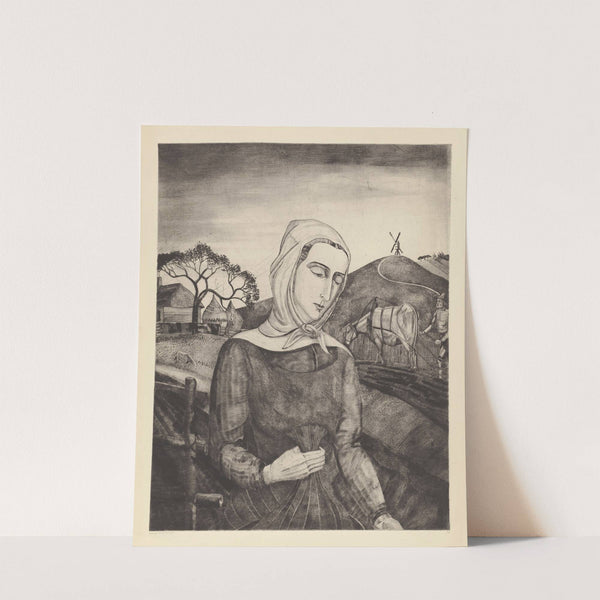 Vlaamse boerin in een heuvellandschap (1926) by Lodewijk Schelfhout