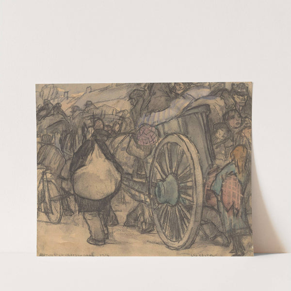 Vluchtelingen onderweg van Antwerpen naar Roosendaal, 1914 (1914) by Leo Gestel