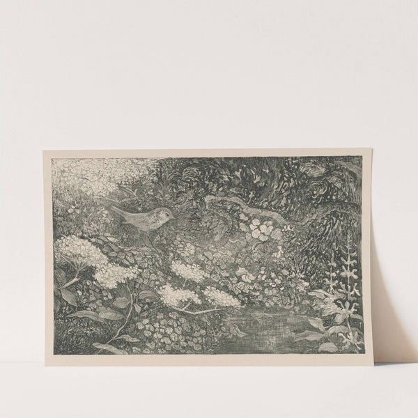 Vogel in begroeiing aan het water by Theo van Hoytema