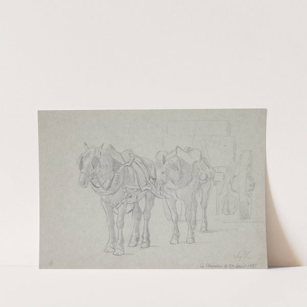 Vogn forspændt to heste by Agnes Lunn