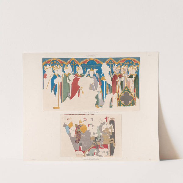 Vol. 6, Plate XXXVII: The Coronation of Edward the Confessor. Warriors Flying for Refuge into a City. by Charles Alfred Stothard