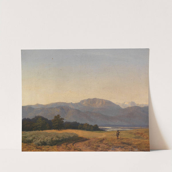 Voralpenlandschaft mit Hirte und Schafsherde (Ca. 1830) by Johann Georg Haeselich