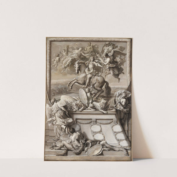 Vorlage für ein Thesenblatt mit der Verherrlichung des Herzogs Philipp von Orléans by Noël Coypel