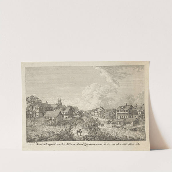Vorstellung, von dem Dorf Küsnacht am Zürichsee, wie es vor der verschwemmung war by Johann Jakob Aschmann