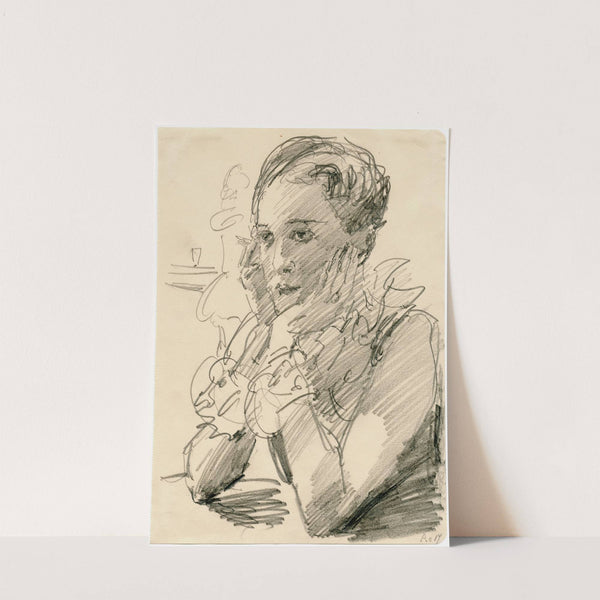 Vrouw aan een tafel, het hoofd steunend in de handen by Isaac Israëls