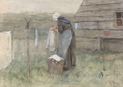 Vrouw bij een waslijn (1848 - 1888)