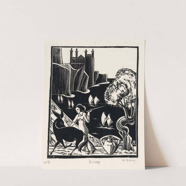 Vrouw die een ezel drijft (1921) by Bernard Essers