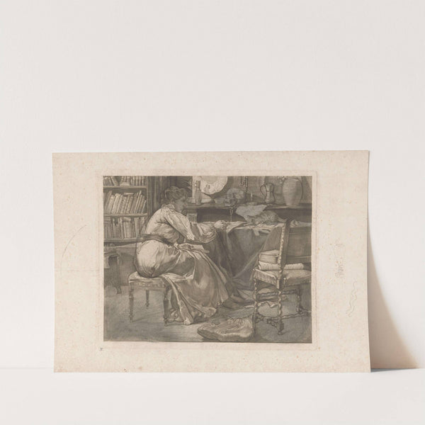 Vrouw en kat in atelier by Johannes Josephus Aarts