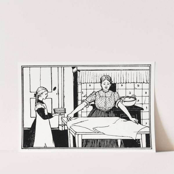 Vrouw en meisje dekken een tafel (1887) by Julie de Graag