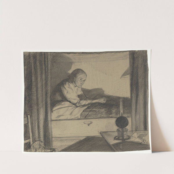 Vrouw Hogerhuis, zittend in bed (eerste ontwerp) by Richard Nicolaüs Roland Holst