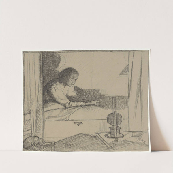 Vrouw Hogerhuis, zittend in bed (tweede ontwerp) by Richard Nicolaüs Roland Holst