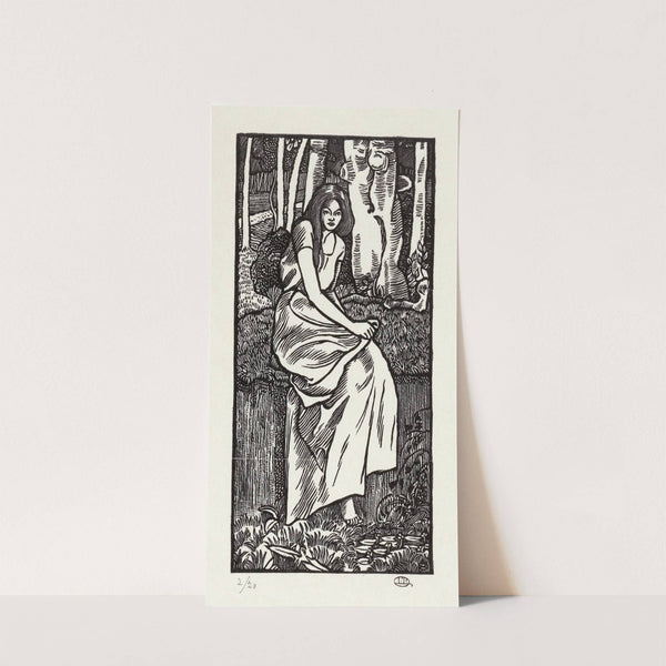 Vrouw in een bos (1899) by Lucien Pissarro