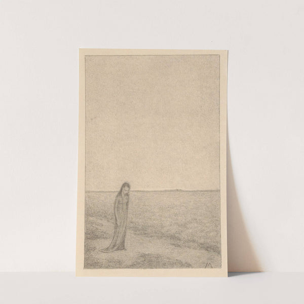 Vrouw in vlak landschap (1901) by Simon Moulijn