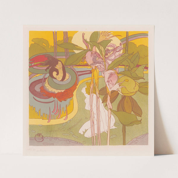 Vrouw krijgt visioen in een tuin (1897) by Georges de Feure