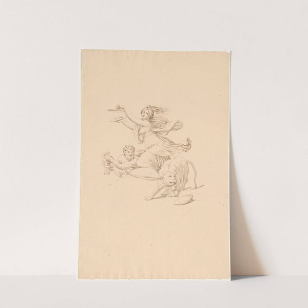 Vrouw met bekkens bij Bacchusfiguur met slang en leeuw by David Humbert de Superville