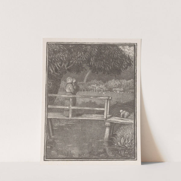 Vrouw met een kind op haar arm op een brug by Richard Nicolaüs Roland Holst