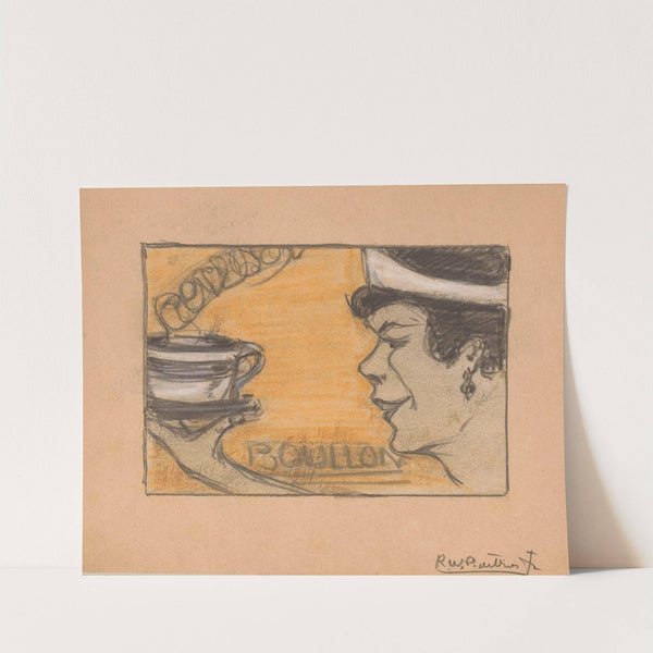 Vrouw met een mok bouillon by Reinier Willem Petrus de Vries