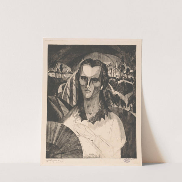 Vrouw met een waaier en een roos by Lodewijk Schelfhout