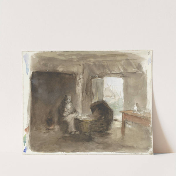 Vrouw met kind bij een wieg (1854 - 1914) by Albert Neuhuys