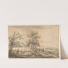 Vrouw met kind en man met ezel in landschap (1755 - 1818) by Egbert van Drielst