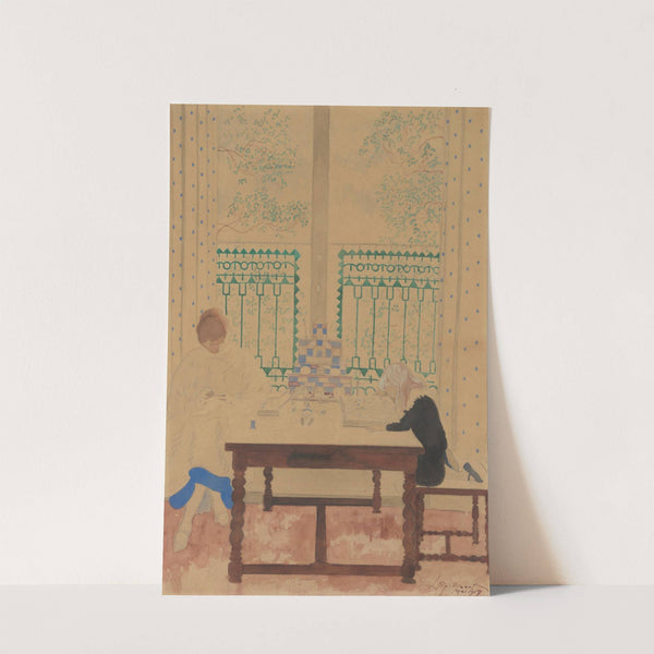 Vrouw met kind lezend aan tafel (1917) by Léon Spilliaert