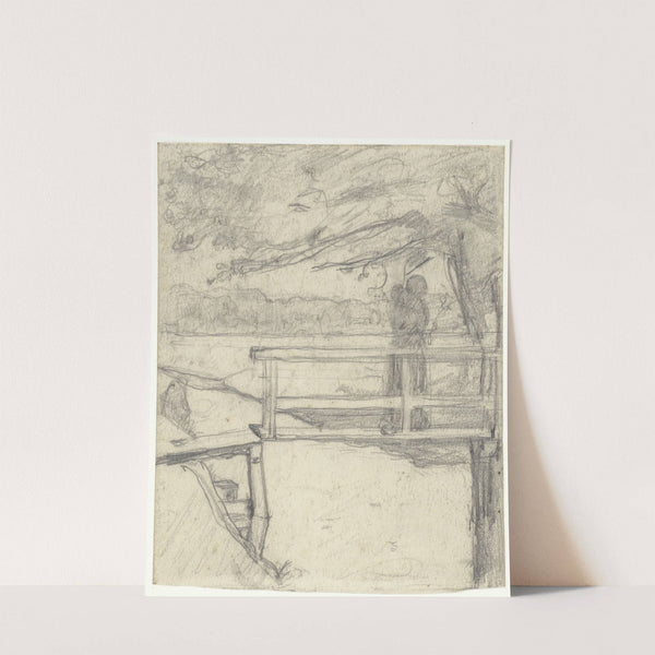 Vrouw met kind op een bruggetje by Richard Nicolaüs Roland Holst