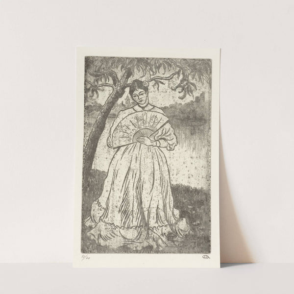 Vrouw met waaier by Lucien Pissarro