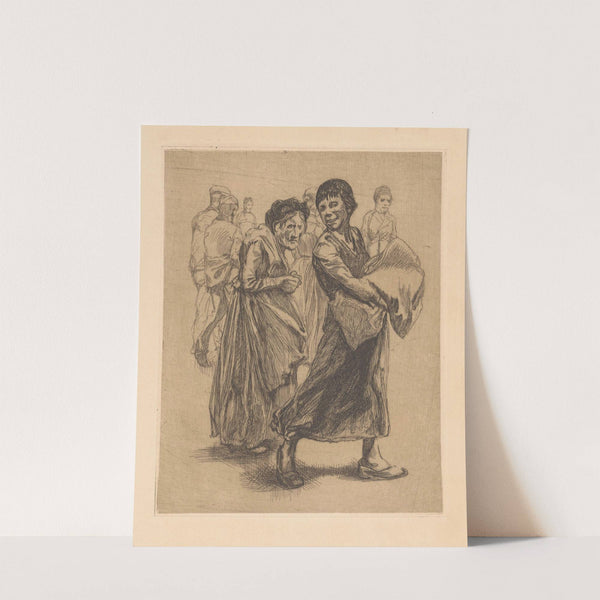 Vrouw met zak en vrouw met krom postuur by Johannes Josephus Aarts